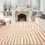 Garvee 9x12 Area Rugs Washable Non-Slip Low-Pile Soft Carpet for Living Room Bedroom Dining Room Orange - Orange