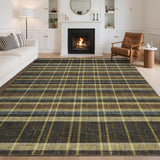 Garvee Plaid 10x13 Living Room Rugs Washable Checkered Bedroom Rug Non Slip Back Indoor Modern Large Carpet Brown - Brown