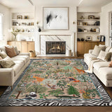 Garvee Brown Indoor Vintage Room Decor Rugs Washable Low Pile Non Slip Foldable Floor Mat for Living Room Bedroom Office 10x13ft - Brown