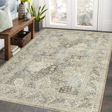 Garvee Vintage Area Rug Brown Washable Rug Living Room Rug Bedroom Rug Indoor Carpet Tribal Distressed Rug Retro Accent Throw Rug - Brown & Khaki
