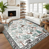 Garvee Indoor Vintage Room Decor Rugs Washable Low Pile Carpet Non Slip Foldable Floor Mat Beige 8x10ft - Beige