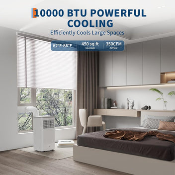 Garvee 10,000 BTU Portable Air Conditioner Up to 350 Sq.Ft, 3-In-1 Portable AC Unit with Cool/Fan/Dehumidifier, Room Air Conditioner with Remote Control, Full Window Kit, White