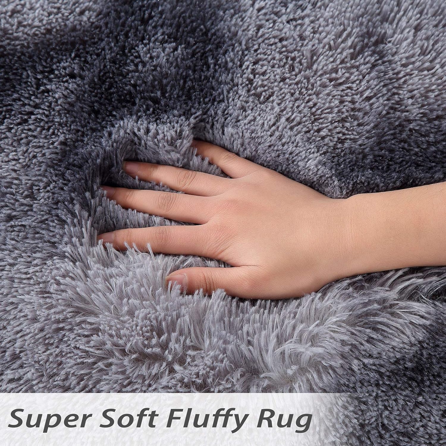 Garvee Fluffy & Sheepskin Dark Grey 24"×71" Area Rug for Bedroom Plush Rug Non-Slip Carpet Shaggy Rug for Living Room Bedroom Dining Room Kitchen Office Nursery Bedroom Decor