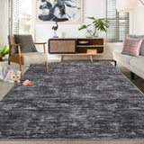 Garvee Solid Dark Grey 5x7 Area Rug Machine Washable Area Rug for Living Room Non-Slip Stain Resistant Modern Abstract Bedroom Rug Contemporary Solid Throw Rug Foldable Floor Carpet for Dining Room - Dark Gray