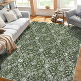 Garvee 5x7 Area Rugs - Machine Washable Area Rug for Living Room, Soft Vintage Rugs 5x7, Non-Slip Area Rug, Stain Resistant Low Pile Thin Washable Rug 5x7 Green - Green