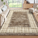 Garvee Checkered Area Rug Washable Non Slip Low Pile Soft Rug for Living Room Bedroom Dining Room Office Playroom 5x7 Brown - Brown