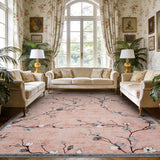 Garvee 5x7 Area Rug Vintage Floral Washable Non Slip Low Pile Pink for Living Room Bedroom Dining Room - Pink