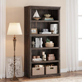 Garvee 5 Tier Bookcase, Farmhouse Book Shelf with Storage Open Display Bookshelves, 67.4" Tall Book Case Wooden 5 Shelf Bookcase Home Decor Furniture for Home Office, Living Room, Bed Room, Oak - Oak
