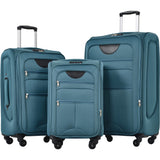 Garvee 3 Pieces Soft Shell Suitcase Expandable Luggage With TSA Lock Travel Green One Size - Green