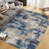 Garvee Area Rug Washable Non-Shedding Abstract Rug Soft Non-Slip for Living Room Dining Room Indoor Playroom 5x7Ft Dark Blue - Dark Blue