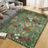 Garvee Colorful Floral Door Rug, Ultra Soft Faux Wool, Non-Slip, Indoor Entryway, Kitchen, Bedroom, Multiple Sizes, Neutral Colors - Green