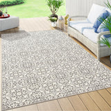 Garvee Indoor/Outdoor Area Rug 5x8 Vintage Floral Area Rug Non Slip Washable Rug Patio Rug Modern Easy Clean Rustic Floor Carpet for Living Room Dining Room Kitchen Backyard Porch Grey - Gray