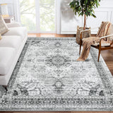 Garvee 5x7 Area Rugs Ultra-Thin Washable Rug Stain Resistant Anti Slip Backing Vintage Grey - Gray