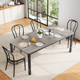 Garvee 70.8" Farmhouse Dining Table for 6-8 People - Rustic Industrial Kitchen Table with Sturdy Metal Frame & Chamfered Corners, Grey - Grey