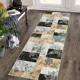 Garvee Runner Rug 2x8 Machine Washable Hallway Rug Abstract Modern Geometric Area Rug Non-Slip Distressed Throw Floor Carpet for Kitchen Laundry Room, Brown - Brown