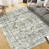 Garvee Washable Area Rugs 9x12 Large Medallion Oriental Rug Living Room Farmhouse Vintage Oriental Rug Large Chic Non-Slip Stain Resistant Carpet for Bedroom Dining Room Home Office,9'x12' - Beige/Multi