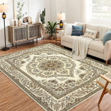 Garvee Washable Boho Floral Medallion Area Rug, Non-Slip Soft Low-Pile Carpet, Yellow, 3x5, Indoor Decor for Entryway, Bedroom - Yellow