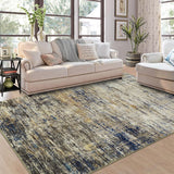 Garvee 9x12 Area Rug Large Machine Washable Rug for Living Room Modern Abstract Accent Carpet Stain Resistant Non-Slip Carpet Contemporary Aesthetic Floor Cover for Home Decor, Navy/Taupe - Navy/Taupe