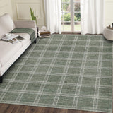 Garvee Checkered 5x7 Rugs for Living Room, Washable Indoor Modern Soft Non Slip Area Rug, Green - Green