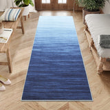 Garvee Modern Blue 2x6 Washable Area Rugs Runner Rugs for Hallway Living Room Abstract Ombre Rug Modern Kitchen Rugs with Rubber Backing Vintage Carpet Bedroom Rug Blue Office Rug Entryway Floor Cover - Blue