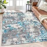 Garvee Boho Chic Abstract Rug 5x7 Machine Washable Rug Colorful Rug Non Slip Non Shedding Throw Rug Stain Resistance Living Room Rug for Apartment Playroom - Blue Multi