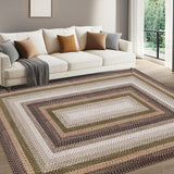 Garvee Printed Rugs Braided Pattern Washable 10x13 Area Rug Non Slip Soft Low Pile Stain Resistant Large Carpet for Living Room Bedroom Nursery - Moss Brown