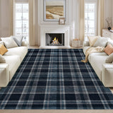 Garvee Washable Area Rug 10x13 Grey & Blue Plush Non Slip Low Pile Carpet for Living Room Bedroom Dining Room Office Nursery - Gray & Blue