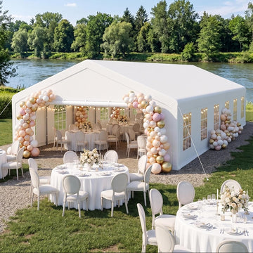 Garvee Party Tent 20×40 ft, 800 sq ft 160g PE Canopy, Galvanized Steel Frame with Mesh Screens & Roll-Up Doors for Weddings Events