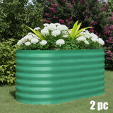 Garvee 2 Pcs 4' X 2' X 2' Galvanized Steel Raised Garden Beds, Outdoor Deep Planter Box Kit with Tool-Free Assembly, Rust-Resistant Green Coated Design for Vegetables, Flowers & Herbs - Green
