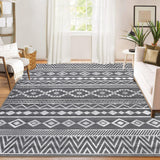 Garvee Living Room Rug 4x6 Washable Area Rug Soft Grey Non Slip Boho Geometric Indoor Floor Carpet for Home Office - Gray