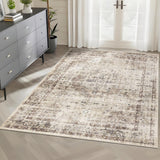Garvee Vintage Area Rug 5x7 Oriental Distressed Throw Rug with Non-Slip Backing, Soft Low Pile Accent Carpet, Washable Traditional Indoor Mat for Bedroom, Living Room - Light Camel