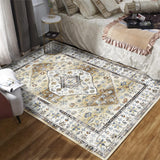Garvee Rug 5x7 Living Room Rug Washable Rugs for Bedroom Ultra-Soft Indoor Kitchen Rug Vintage Floral Distressed Carpet Non Slip Backing Foldable Thin Rug for Dining Nursery Dorm Office Yellow - Yellow
