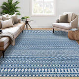 Garvee Bedroom Area Rug 4x6 Small Living Room Rug Washable Rug Indoor Non-Slip Stain Resistant Throw Floor Carpet Boho Accent Rug Geomrtic Dining Room Rug Moroccan Rug for Home Office, Blue - Blue