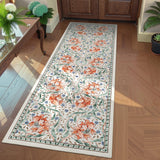 Garvee 2x6 Washable Runner Rug Floral Non Slip Kitchen Hallway Entryway Rug Soft Thin Stain Resistant Carpet - Beige Multi