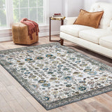 Garvee Area Rug 4x6 Blue Area Rug Vintage Distressed Rug Traditional Area Rug Kitchen Floor Cover Foldable Thin Rug Distressed Indoor Mat, Blue, 4x6 Feet - Oriental Blue