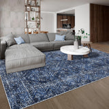 Garvee Navy Blue 6x9 Washable Area Rug Vintage Non Slip Low Pile Soft Throw Floor Cover Blue for Living Room Bedroom Playroom Nursery - Navy Blue