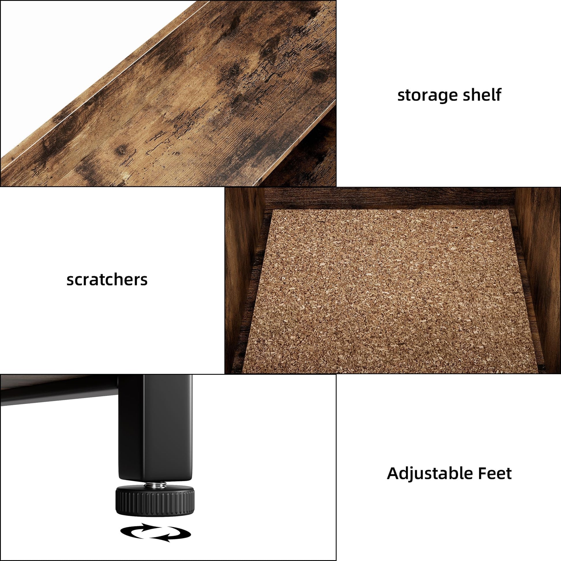 Garvee Litter Box Enclosure, Large Cat Litter Box Enclosure with Storage Shelf and Cat Claw Board, Wooden Hidden Cat Litter Box Furniture with 2 Doors, Rustic Brown
