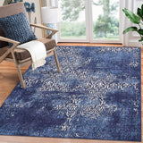 Garvee Vintage Distressed Area Rug 4x6 Bedroom Rug Machine Washable Area Rug Non Slip Indoor Throw Floor Cover Paisley Area Rug Stain Resistant Boho Accent Carpet for Living Room Home Decor, Blue - Blue