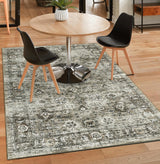 Garvee Washable Rug 5x7 Area Rugs Non-Slip Vintage Floral Pattern Gray Camel for Living Room Bedroom Kitchen Dining Room - Gray/Camel