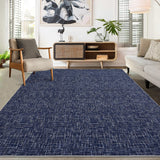 Garvee Living Room Area Rug 9x12 Machine Washable Rug Non-Slip Stain Resistant Modern Abstract Large Rug Contemporary Accent Throw Floor Carpet for Dining Room Solid Area Rug for Home Office, Blue - Blue