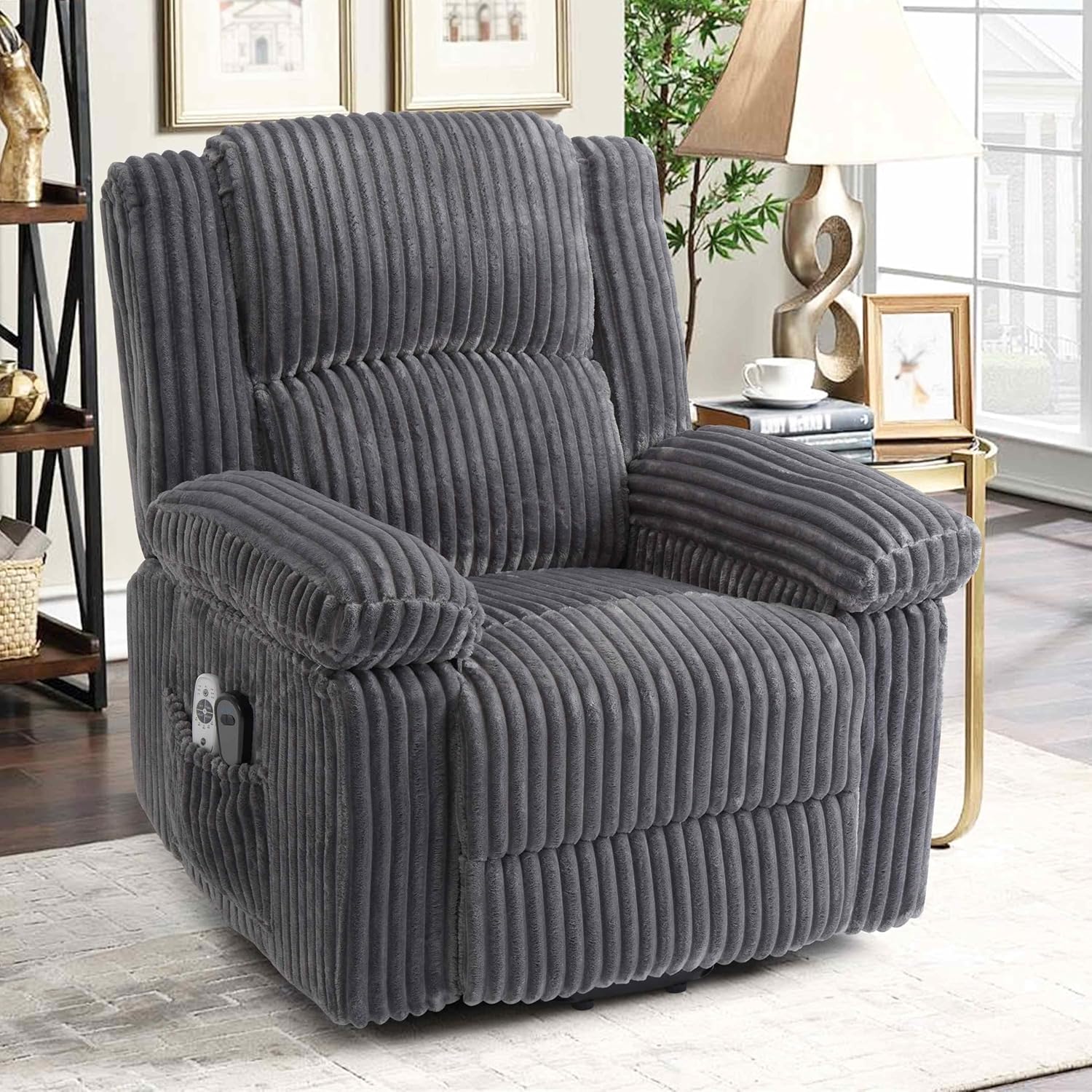Garvee Power Lift Recliner Chair - Heat and Massage, Electric Lift Plush Recliner with Soft Padded Seat, Back Support & Armrests , Designed for the Elderly and People with Mobility Impaired, Dark Gray