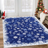 Garvee Washable Area Rug 9x12 Rug for Living Room Modern Blue Christmas Rug Snowflake Bedroom Rug Non Slip Carpet Soft Stain Resistant Large Area Rug for Holiday Dining Room Classroom - Snowflakes|Blue