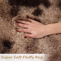 Garvee Fluffy & Sheepskin Brown & Khaki 6x9 Faux Fur Shag Rug, Non-Slip Tie Dye Plush for Bedroom Home Decor Nursery