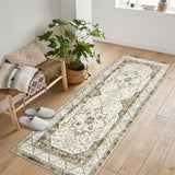 Garvee Short Pile Area Rugs Vintage Large Non Slip Carpet for Living Room Bedroom Dining Room Kitchen 2x6ft - Gray Brown