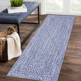 Garvee Runner Rug Light Blue 2x8 Washable Rug Non Slip Printed Braided Hallway Runner Carpet Solid Printed Weaving Low Pile Floor Cover for Kitchen Laundry Room Entryway - Light Blue