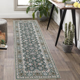 Garvee 2x6 Kitchen Rug Runner Vintage Hallway Runner Rug Long Machine Washable Runner Rug Low Pile Stain Resistant Runenr Rug for Hallway Laundry Entryway - Gray Green