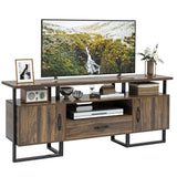Garvee Industrial TV Stand for 75 Inch TV, Entertainment Center with Storage & Drawer, Mid Century Modern TV Console for Living Room, 70" Media Console Cabinet, Rustic Brown - Oak