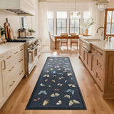 Garvee Area Rug 2x6, No Slip Washable Butterfly Pattern Rug for Living Room Bedroom Dining Room, Black, Low-Pile Design - Black