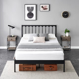 Garvee Metal Queen Size Platform Bed Frame withWave Headboard, Heavy Duty Metal SlatsSupport, Platform Mattress Base No BoxSpring Needed, No Noise, Easy Assembly, Black - Black