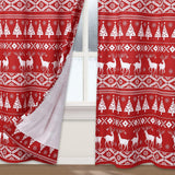 Garvee Christmas Curtains 84 inches Boho Pattern Velvet Christmas Tree and Deer Decoration Room Darkening Noise Absorb Velvet Window Dressing Decor for Bedroom Party Film Room, 2 Panels - Red
